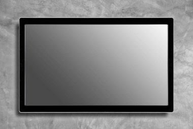 LED televizyon modeli, arka plan için beton duvarda boş hdTV.