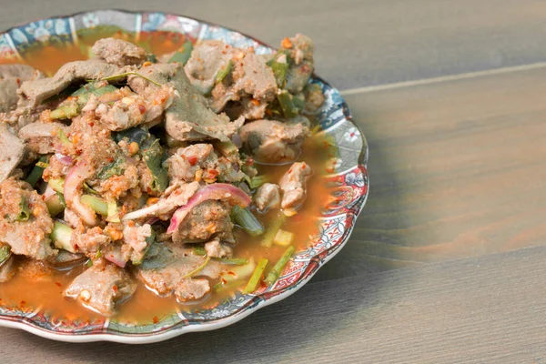 Spicy Grilled Beef Salad Nam Tok Thai Food — Stock Photo, Image