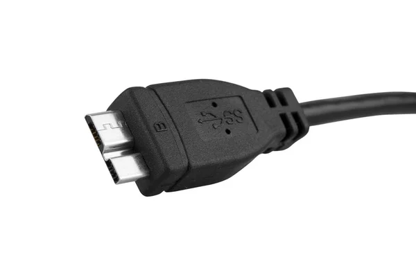 Usb Kabel Plug Geïsoleerd Witte Achtergrond Clipping Paden — Stockfoto