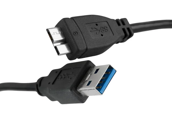 Usb Kabel Stekker Geïsoleerd Witte Achtergrond — Stockfoto