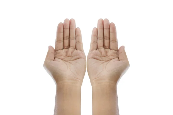 Дві Порожні Руки Які Благають Ізольовані Білому Тлі — стокове фото