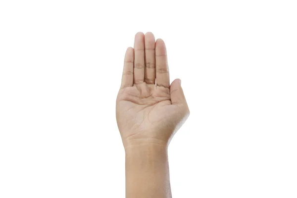 Знак Руки Ізольований Білому Тлі Відсічні Контури — стокове фото