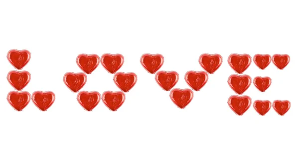 Chocolate Caramelo Corazón Rojo Para Día San Valentín Aislado Sobre —  Fotos de Stock