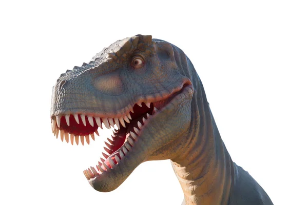 Közelkép Fej Dinoszaurusz Elszigetelt Fehér Háttér Nyírás Utak — Stock Fotó