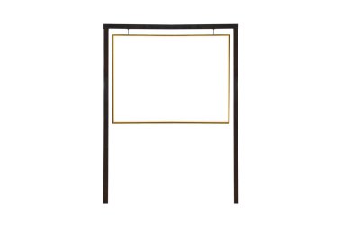 Beyaz arkaplanda boş alanı olan tahta tabela.