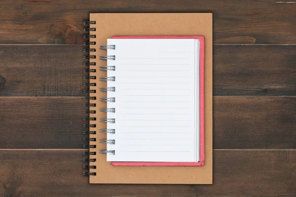 Notebook Com Aglutinante Espiral Mesa Madeira — Fotografia de Stock