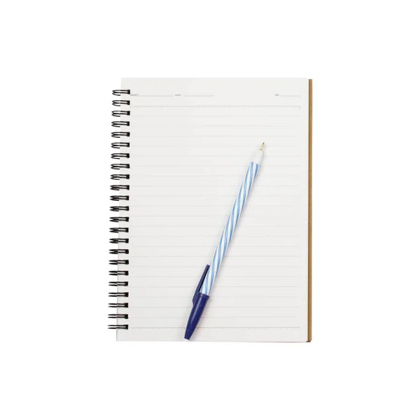 Pen Notitieboekje Geïsoleerd Een Witte Achtergrond Clipping Paden — Stockfoto