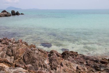 Sahilde taşlı deniz ve sahil