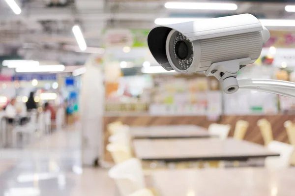 Cámara Seguridad Cctv Con Fondo Abstracto Borroso Patio Comida — Foto de Stock