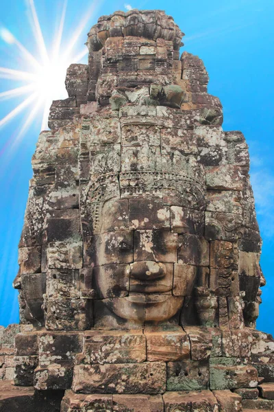 Tvář Chrámu Bayon Siem Reap Kambodža — Stock fotografie