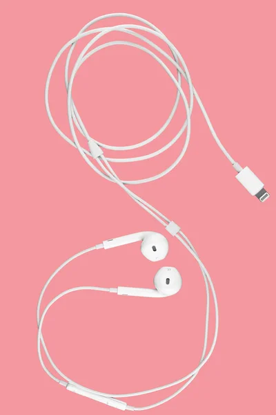 Earphones Pink Background — Stock Photo, Image