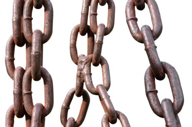 Beyaz arkaplanda izole edilmiş eski zincir - kırpma yolları