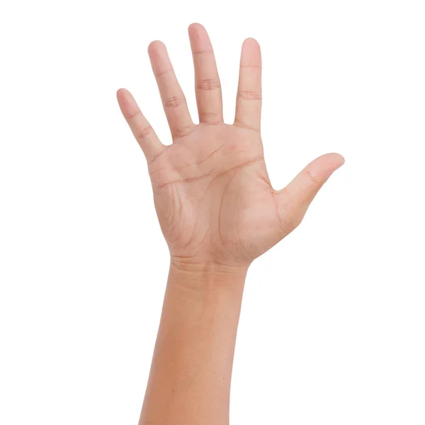 Hand Showing Five Fingers Isolated White Background Clipping Paths — Stock Photo, Image