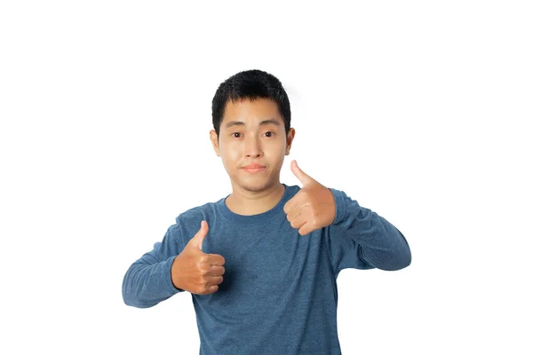 Young Man Wearing Casual Shirt Showing Approving Doing Positive Gesture — Stockfoto