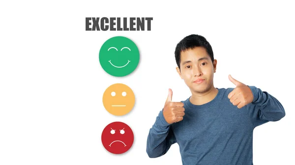 Young Man Showing Approving Doing Positive Gesture Choosing Happy Smiley — Foto Stock