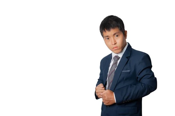 Portrait Businessman Suit Human Emotion Face Expression Concept Studio Shot — Photo