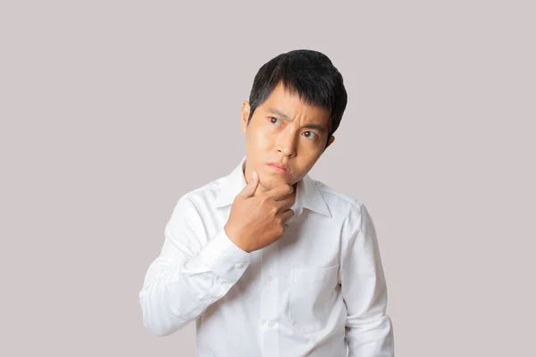 Portrait Businessman Thinking Question Thoughtful Gesture Human Emotion Face Expression — Fotografia de Stock