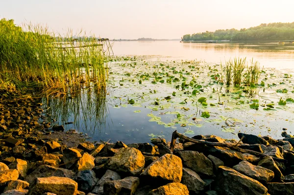 Uitzicht op de rivier dniper bij morning — Stockfoto