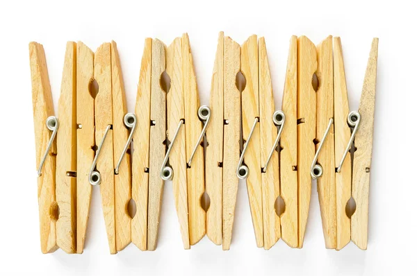 Nueve pinzas de tela de madera — Foto de Stock