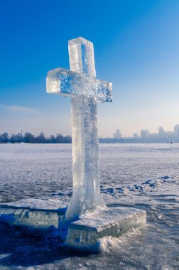 Ice Cross on the frozen Dniepr clipart
