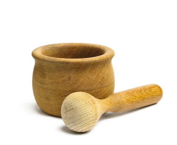 Olive Wood Mortar dan Pestle — Stok Foto