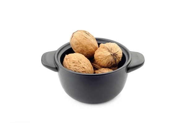Vlašské ořechy v černé — Stock fotografie