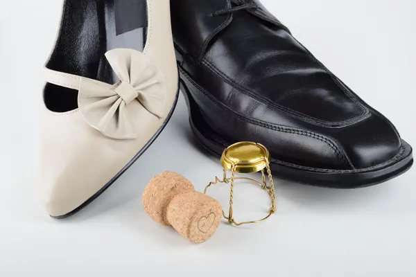 Champagne and Shoes for Saint Valentine — Stock Photo, Image