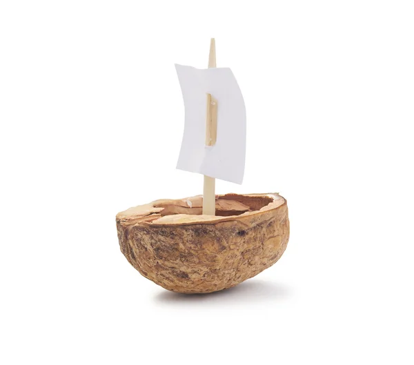 Walnut Shell Boat — Stock Photo, Image