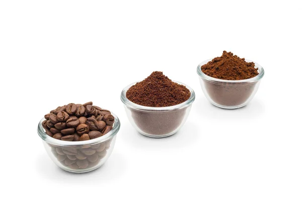 Trzy rodzaje kawy — Zdjęcie stockowe