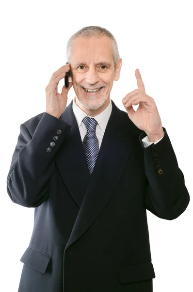 Homme d'affaires aimable et souriant au téléphone — Photo