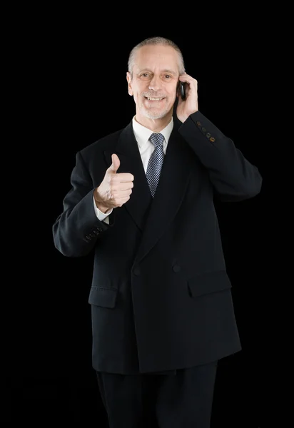 Smiling Thumb Up Empresário no telefone — Fotografia de Stock