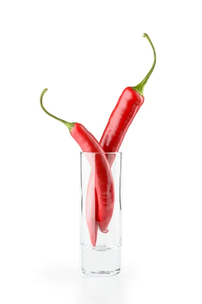 Chili Peppers and Glass — Stock Photo, Image