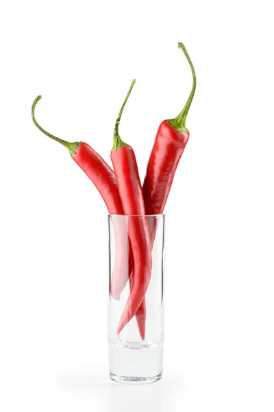 Chili Peppers and Glass — Stock Photo, Image