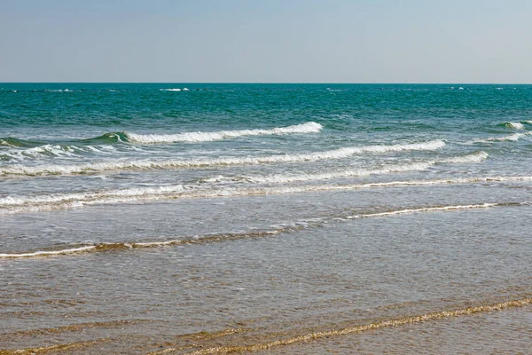 Vue Sur Mer Adriatique Depuis Plage Sable Fin Pesaro Italie — Photo