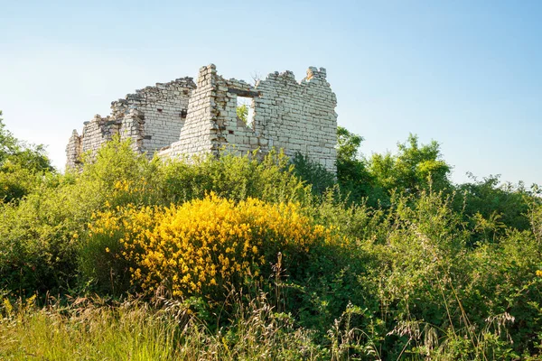 Ruïne Van Een Oud Stenen Huis Het Cesane Gebergte Italië — Stockfoto