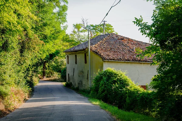 Abandoned House Little Village Belvedere Fogliense Road Leading Trebbio Italy — Stockfoto
