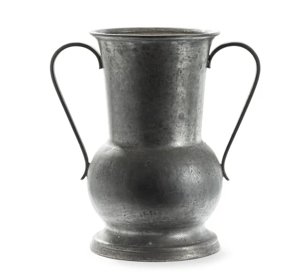 Antique French Pewter Vase Isolated White Background — Stockfoto