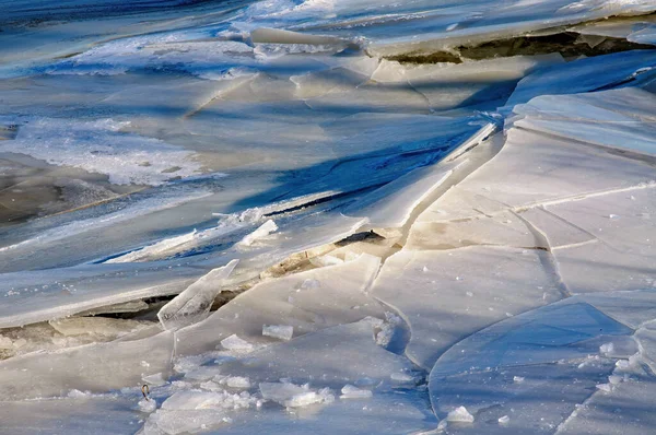 Detalhe Rio Dnieper Congelado Kiev Capital Ucrânia Neve Gelo Água — Fotografia de Stock