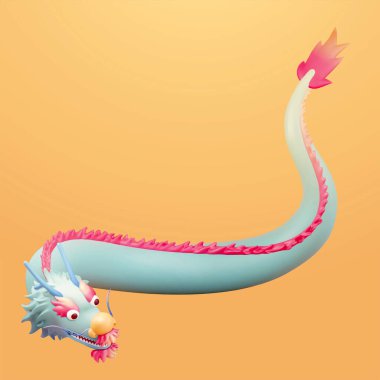 Üç boyutlu Çin ejderhası. Pulsuz parlak bir ejderhanın tasviri. Ejderha Yılı ya da şans sembolü için uygun.