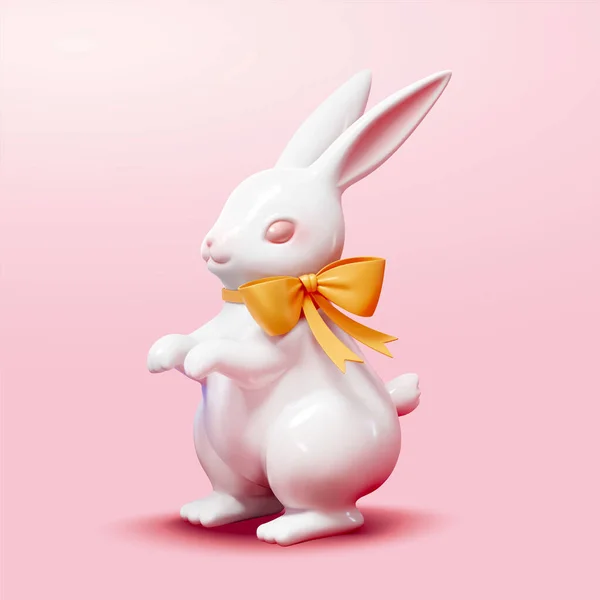 Пасхальный Белый Шоколадный Кролик Иллюстрация Стоящего Кролика Белого Шоколада Привязанного — стоковый вектор