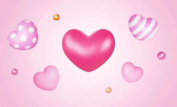 Coeur Ballons Ronds Illustration Cinq Ballons Forme Cœur Avec Des — Image vectorielle