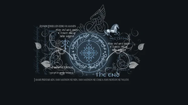 Dark blue background in the style of Lord of the Rings