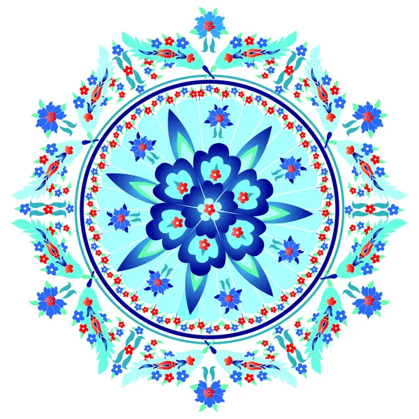 Blauwe decoratieve Oosterse patroon en ornamenten — Stockvector