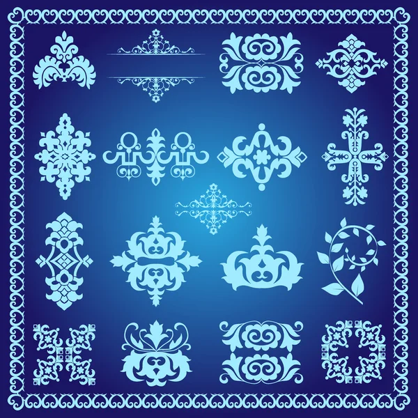 Elemente decorative de design albastru — Vector de stoc