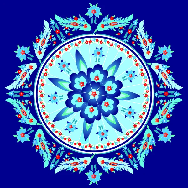 Motif oriental décoratif bleu et ornements version — Image vectorielle