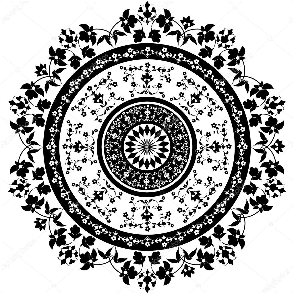 black and white oriental pattern and ornaments