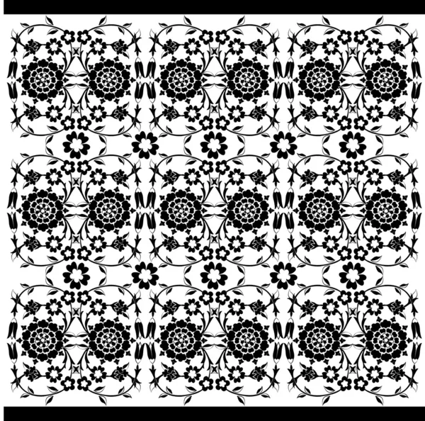 Black and white ottoman serial patterns twenty-six — Stock Vector