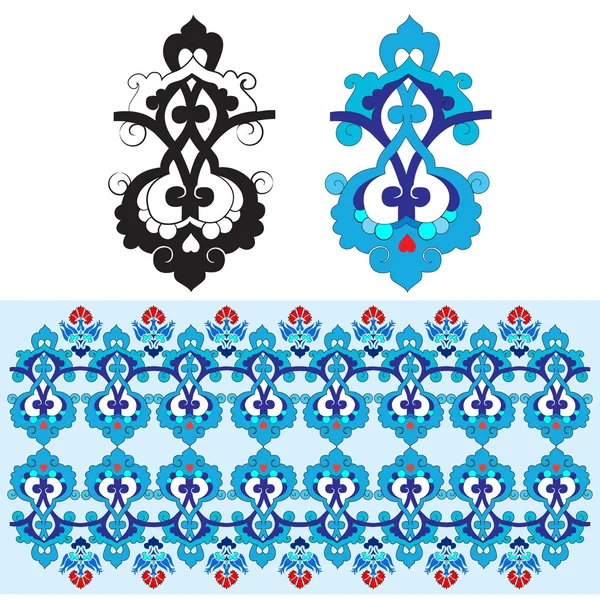 Blue oriental ottoman design thirty-one — Stock Vector