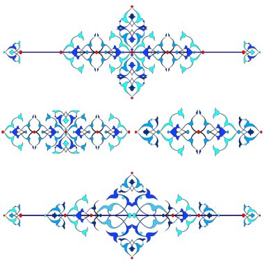 Mavi oryantal sınır ve süsleme on altı