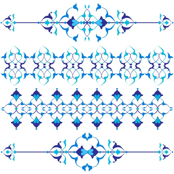 Fronteira oriental azul e ornamento dezessete — Vetor de Stock